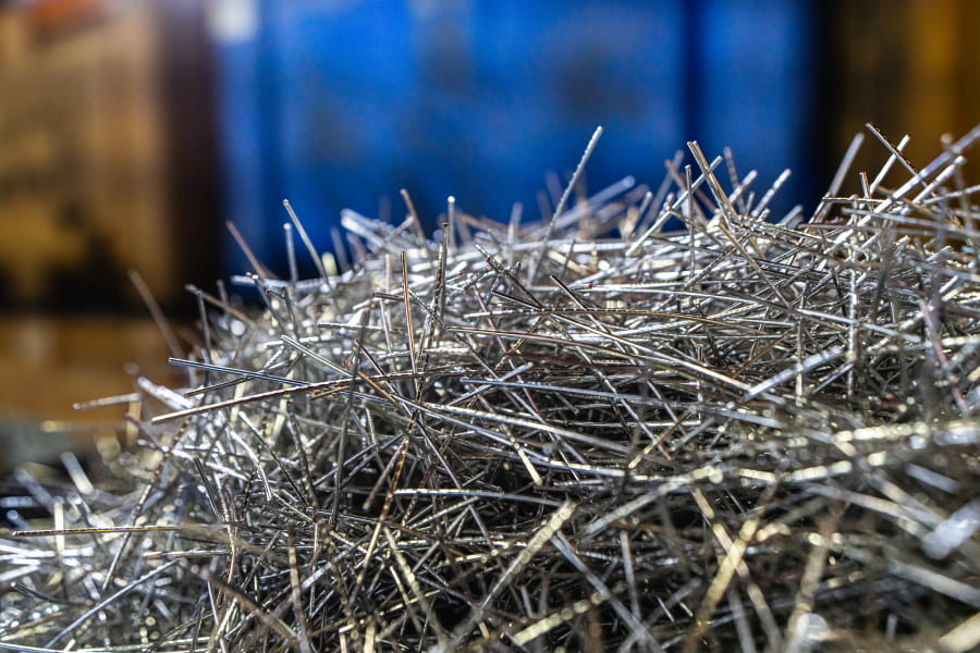 Strips of recycled aluminum waiting to be processed.